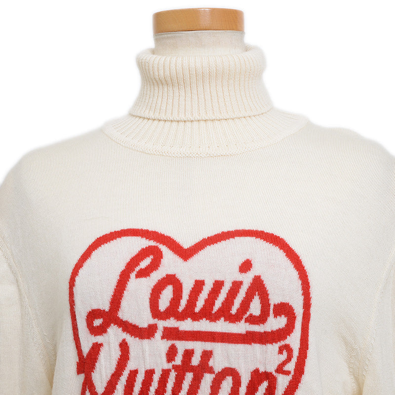タートルネックニット インタルシアハート LV×NIGO ウール アイボリー Mサイズ ニット