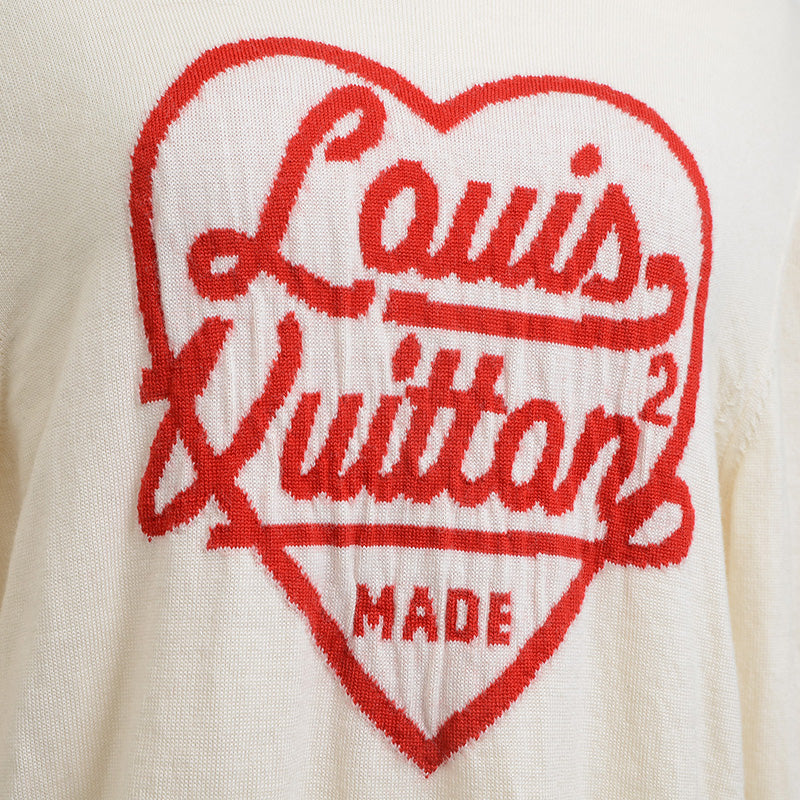 タートルネックニット インタルシアハート LV×NIGO ウール アイボリー Mサイズ ニット