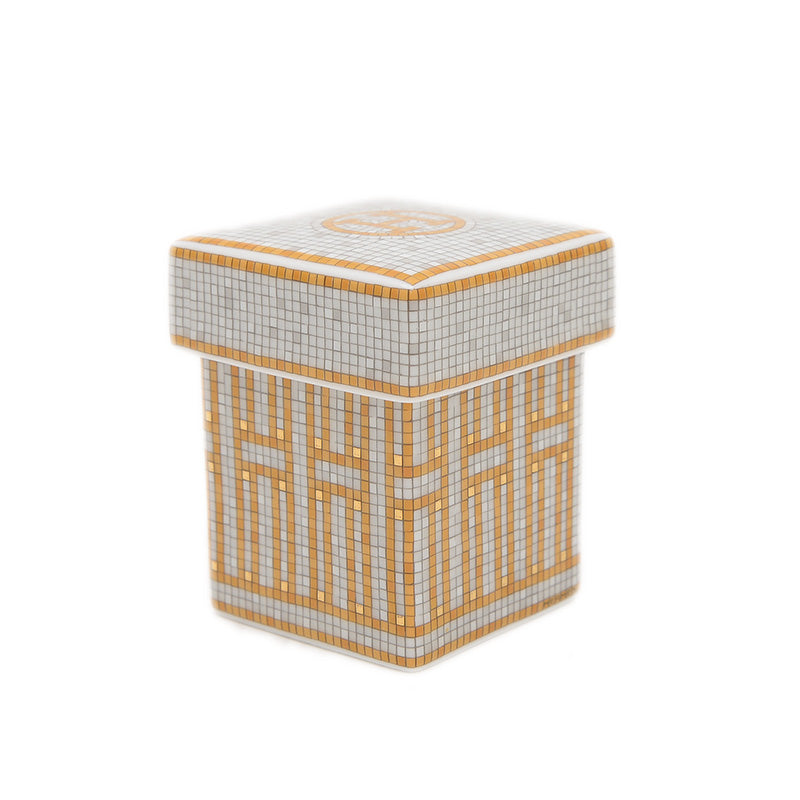 シュガーポット ボックス モザイク24 ゴールドPM ポーセリン グレー/オレンジ 食器