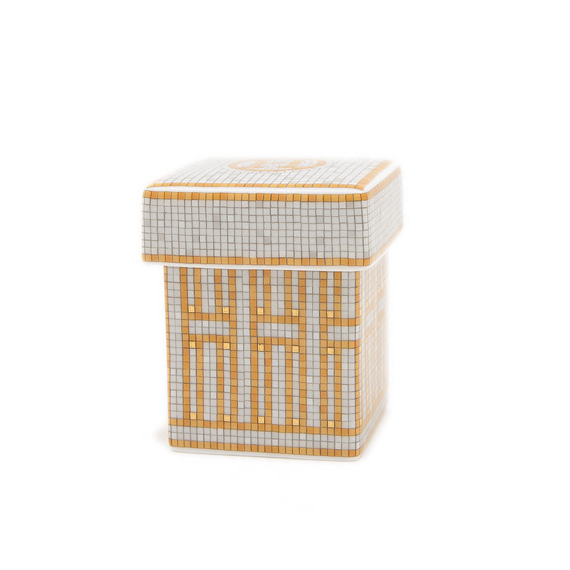 シュガーポット ボックス モザイク24 ゴールドPM ポーセリン グレー/オレンジ 食器