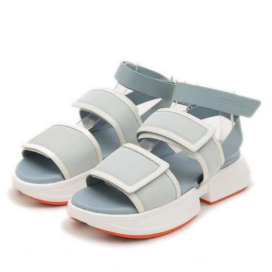 サンダル ギーク メッシュ/カーフレザー ブルー系 レディース #38 H231219Z サンダル