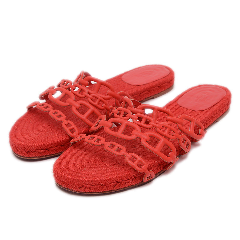 アンコーヌ サンダル ジュート/レザー レッド #39 H201147Z サンダル