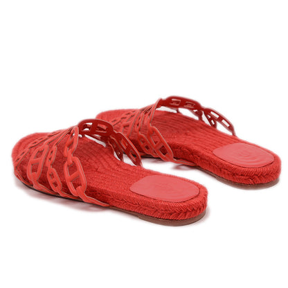 アンコーヌ サンダル ジュート/レザー レッド #39 H201147Z サンダル