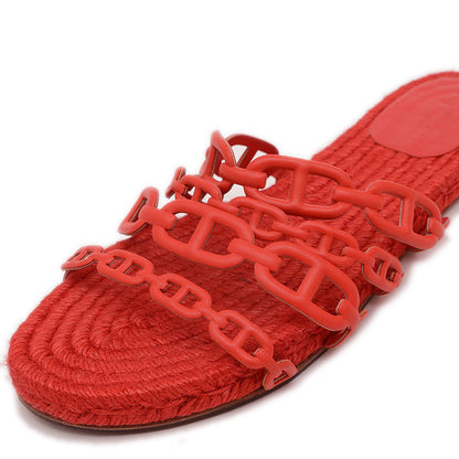 アンコーヌ サンダル ジュート/レザー レッド #39 H201147Z サンダル