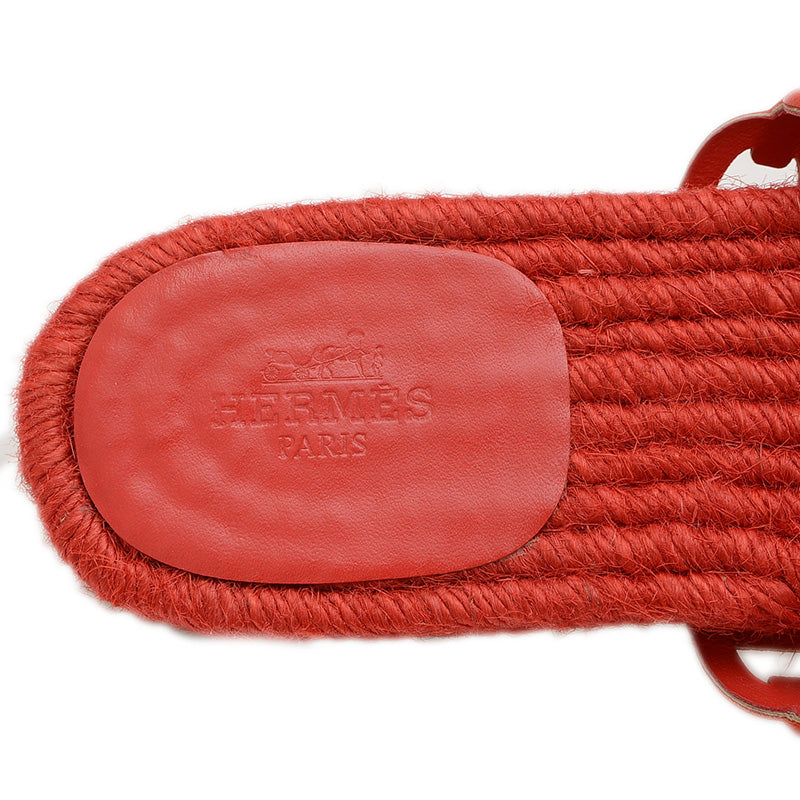 アンコーヌ サンダル ジュート/レザー レッド #39 H201147Z サンダル