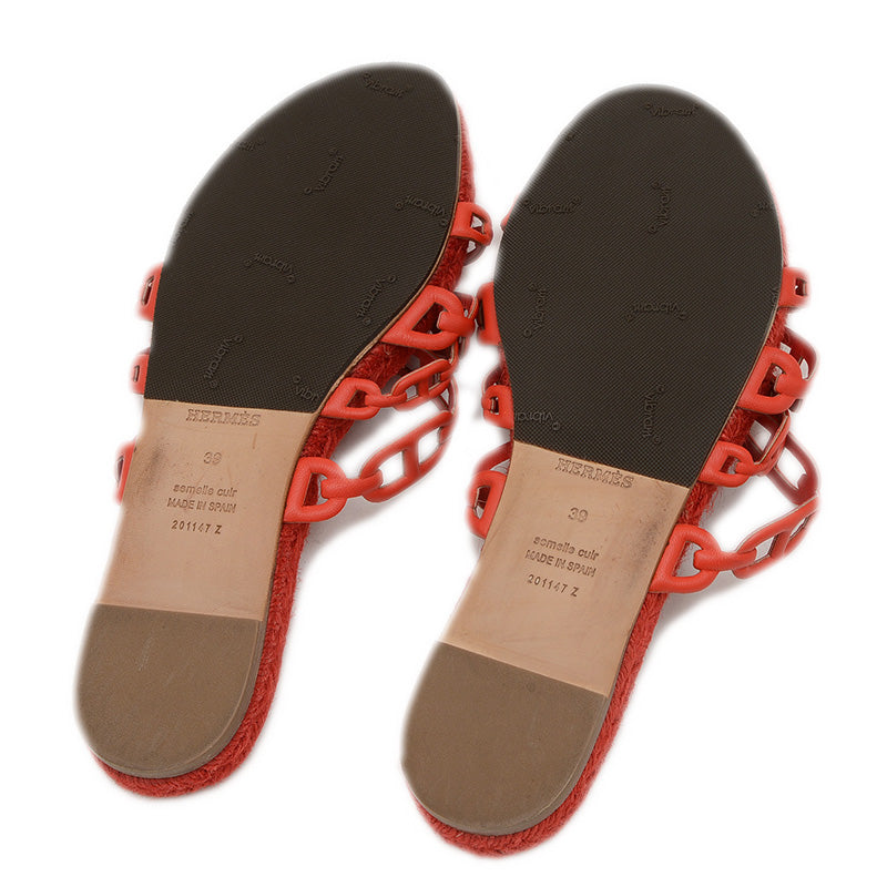 アンコーヌ サンダル ジュート/レザー レッド #39 H201147Z サンダル