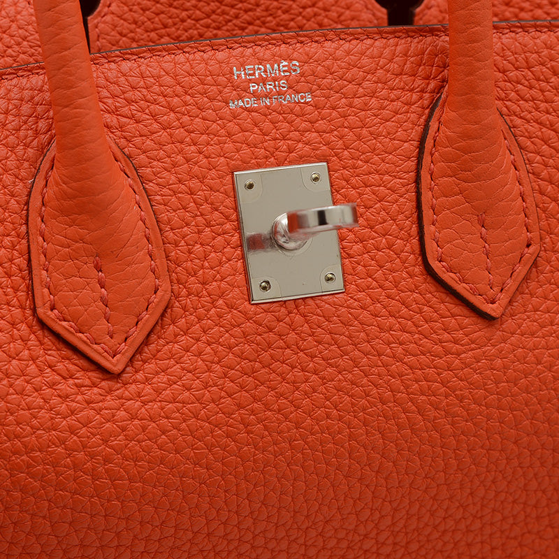 バーキン25 トゴ フーオレンジ シルバー金具 T刻印 ハンドバッグ