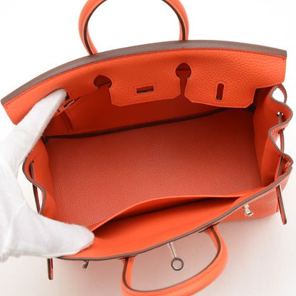 バーキン25 トゴ フーオレンジ シルバー金具 T刻印 ハンドバッグ