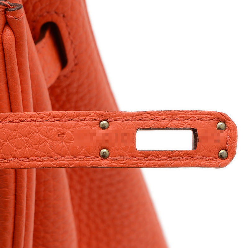 バーキン25 トゴ フーオレンジ シルバー金具 T刻印 ハンドバッグ