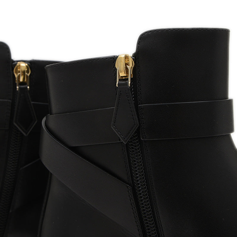 ジル 60 ショートブーツ カーフスキン ブラック ゴールド金具 37サイズ ブーツ