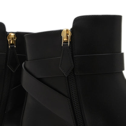 ジル 60 ショートブーツ カーフスキン ブラック ゴールド金具 37サイズ ブーツ