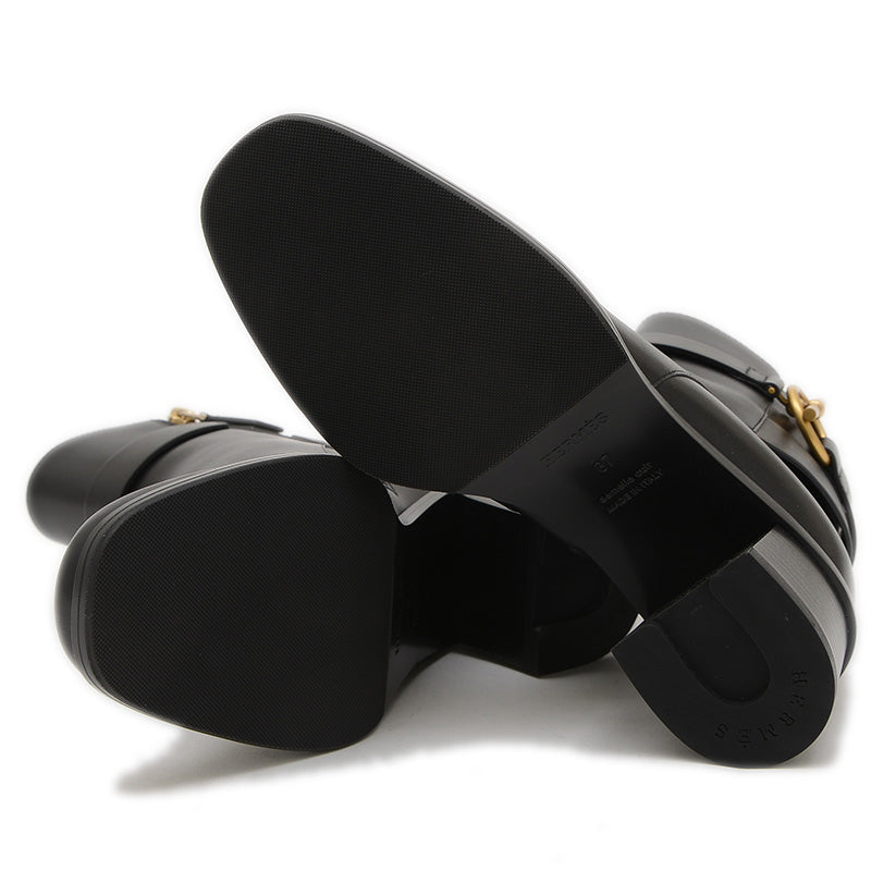 ジル 60 ショートブーツ カーフスキン ブラック ゴールド金具 37サイズ ブーツ