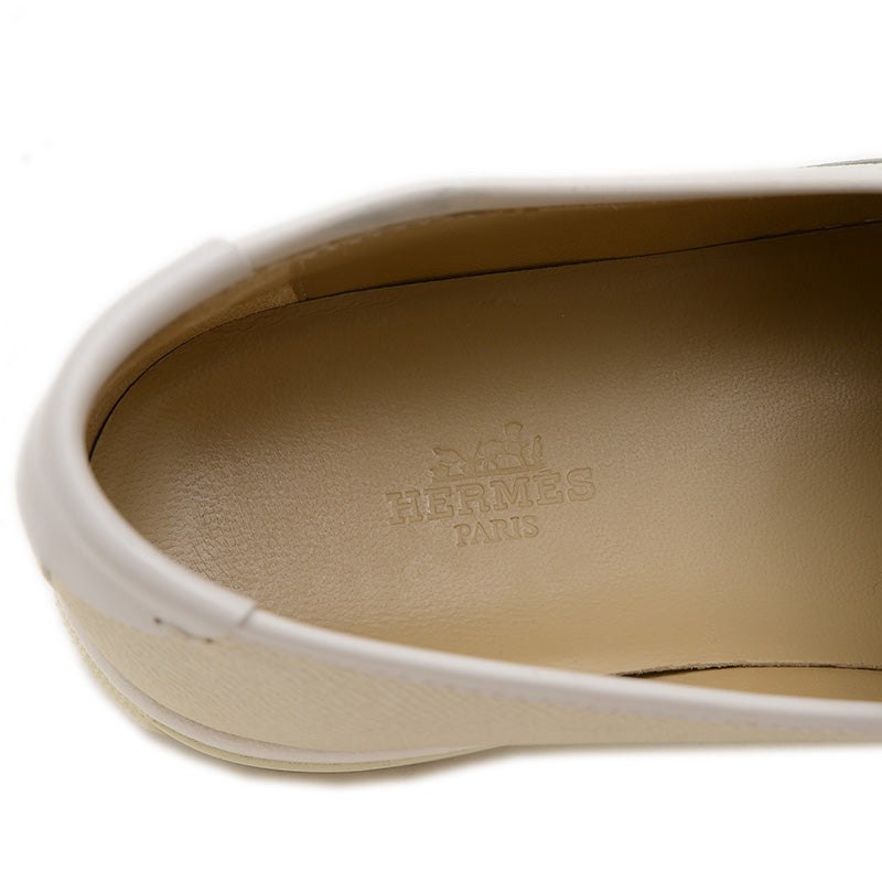 ウィングチップ タッセル スニーカー レザー アイボリー/グレー #36 スリッポン