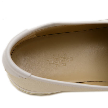 ウィングチップ タッセル スニーカー レザー アイボリー/グレー #36 スリッポン