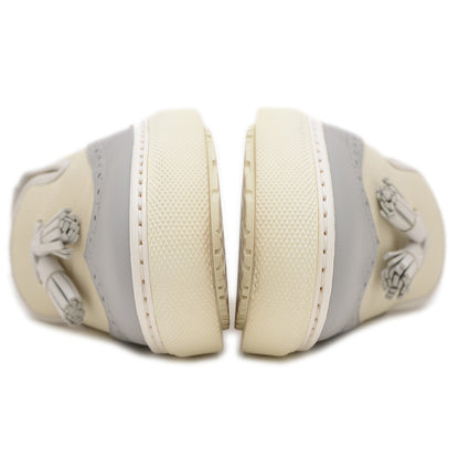 ウィングチップ タッセル スニーカー レザー アイボリー/グレー #36 スリッポン