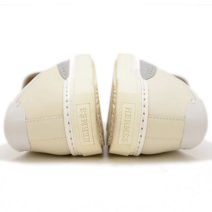 ウィングチップ タッセル スニーカー レザー アイボリー/グレー #36 スリッポン