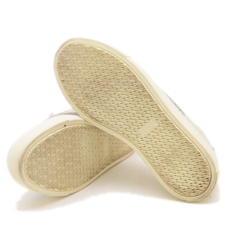 ウィングチップ タッセル スニーカー レザー アイボリー/グレー #36 スリッポン