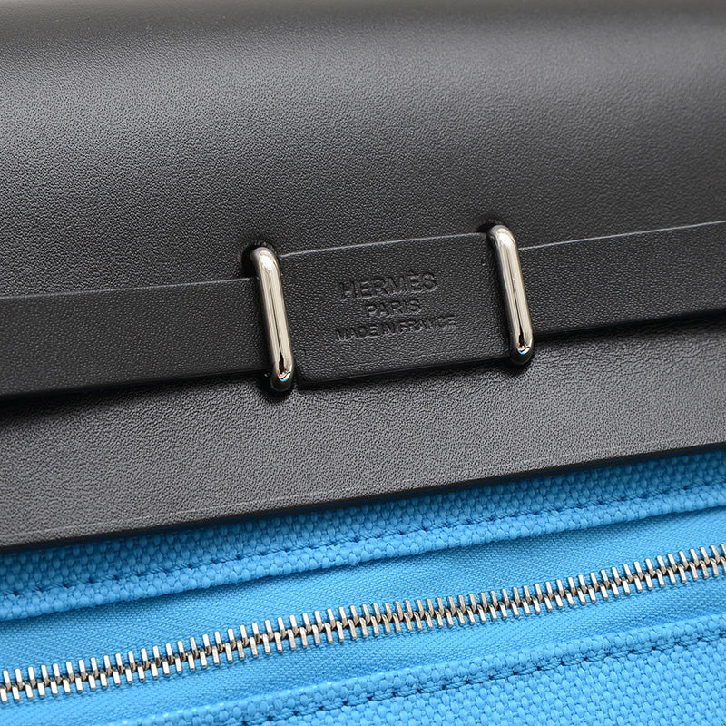 エールバッグジップ 20 トワルミリタリー/レザー ブルーリヴィエラ/ブラック K刻印 ショルダーバッグ