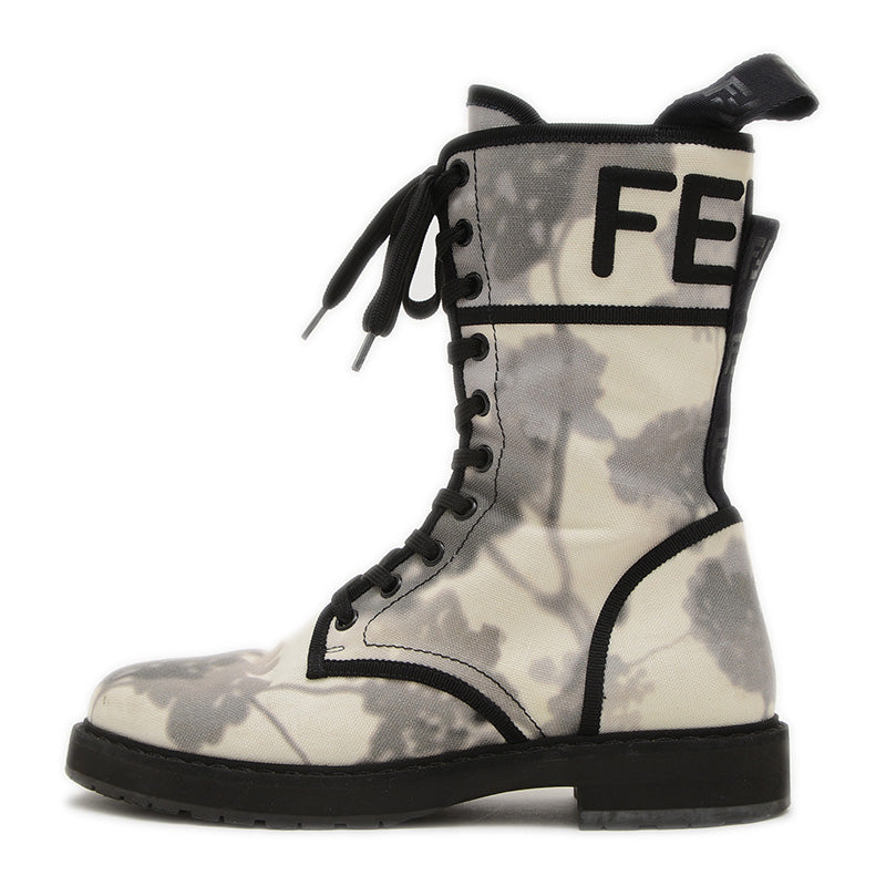 キャンバスブーツ キャンバス ホワイト/グレー 37サイズ ブーツ