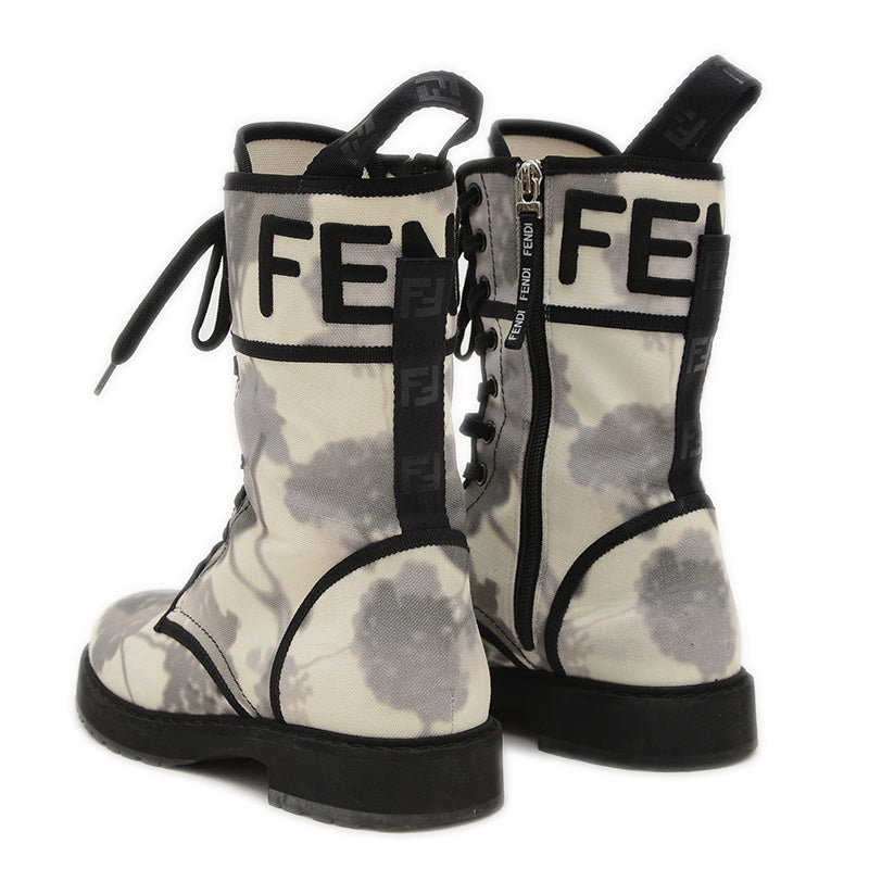 キャンバスブーツ キャンバス ホワイト/グレー 37サイズ ブーツ