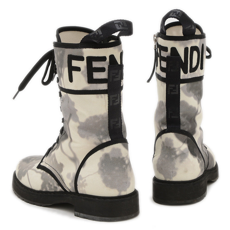 キャンバスブーツ キャンバス ホワイト/グレー 37サイズ ブーツ