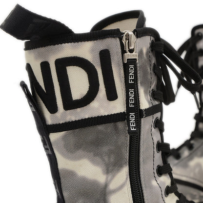 キャンバスブーツ キャンバス ホワイト/グレー 37サイズ ブーツ