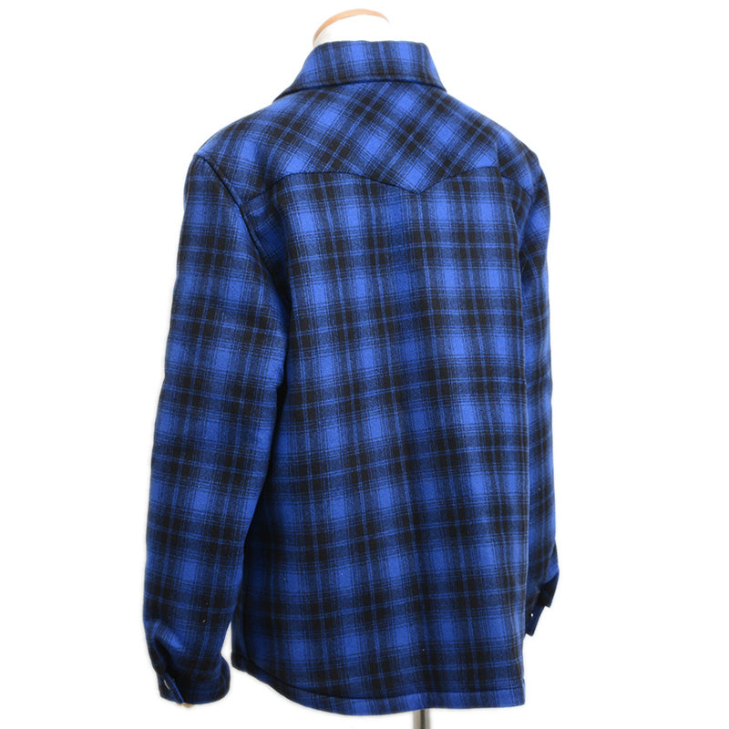 チェックフランネルシャツブルゾン ウール混 ブルー/ブラック メンズ 2W410994R #50 ジャケット