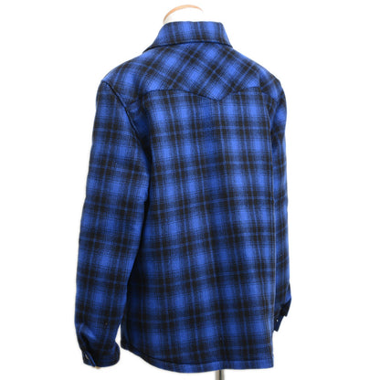 チェックフランネルシャツブルゾン ウール混 ブルー/ブラック メンズ 2W410994R #50 ジャケット