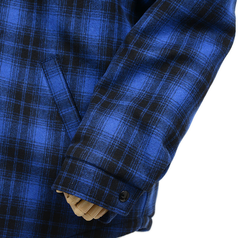 チェックフランネルシャツブルゾン ウール混 ブルー/ブラック メンズ 2W410994R #50 ジャケット