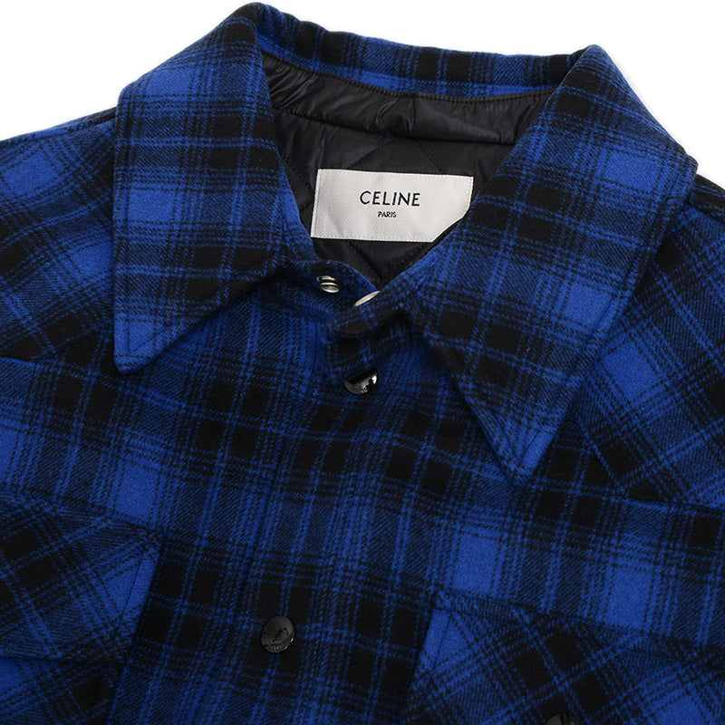 チェックフランネルシャツブルゾン ウール混 ブルー/ブラック メンズ 2W410994R #50 ジャケット