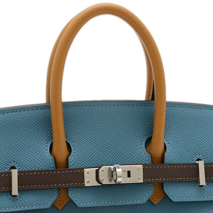 バーキン25 トリコロール エプソン ニューブルージーン/セサミ/エコルセ W刻印 ハンドバッグ