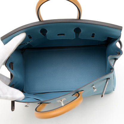 バーキン25 トリコロール エプソン ニューブルージーン/セサミ/エコルセ W刻印 ハンドバッグ