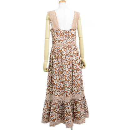 フローラルプリント レース トリムツイルドレス ワンピース 704249 44サイズ ワンピース