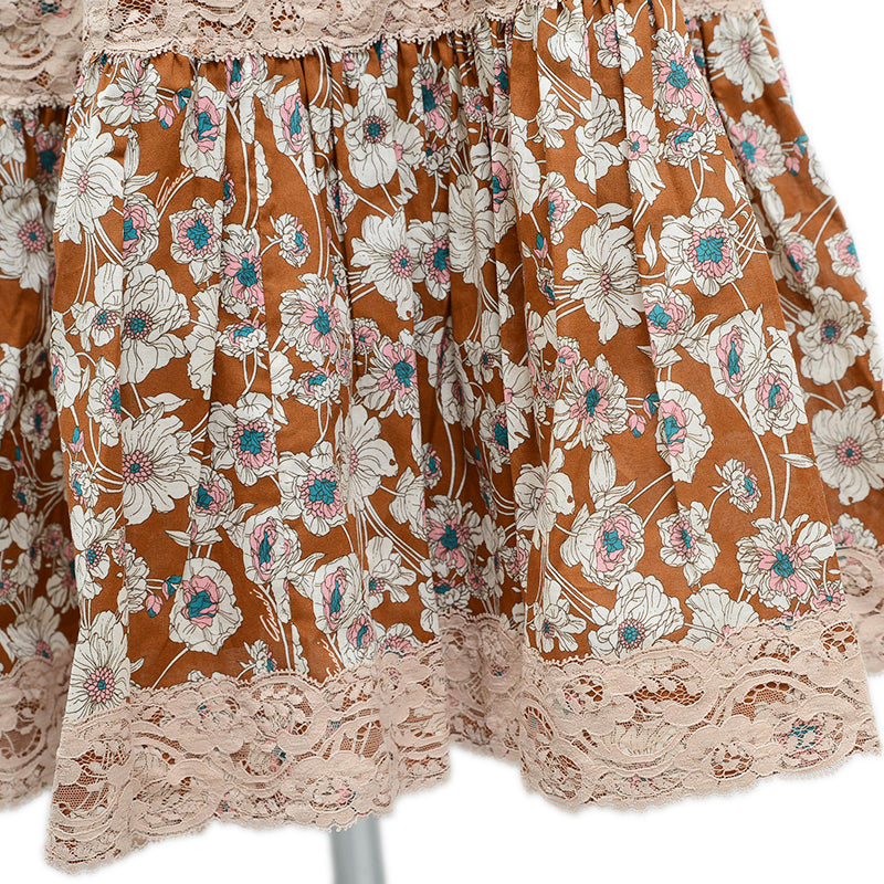 フローラルプリント レース トリムツイルドレス ワンピース 704249 44サイズ ワンピース