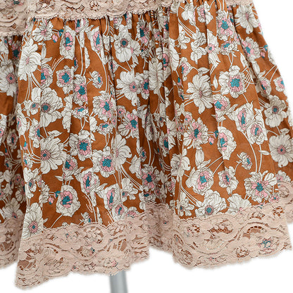 フローラルプリント レース トリムツイルドレス ワンピース 704249 44サイズ ワンピース