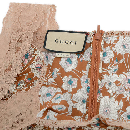 フローラルプリント レース トリムツイルドレス ワンピース 704249 44サイズ ワンピース