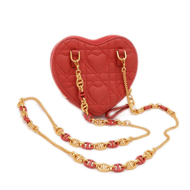 カロ ハートポーチ レザー レッド ゴールド金具 S5097UNID ポーチ