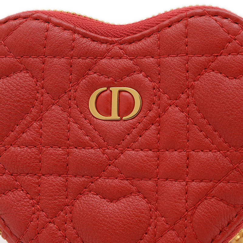 カロ ハートポーチ レザー レッド ゴールド金具 S5097UNID ポーチ