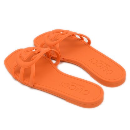 インターロッキングG スライド サンダル ラバー オレンジ レディース 35サイズ サンダル