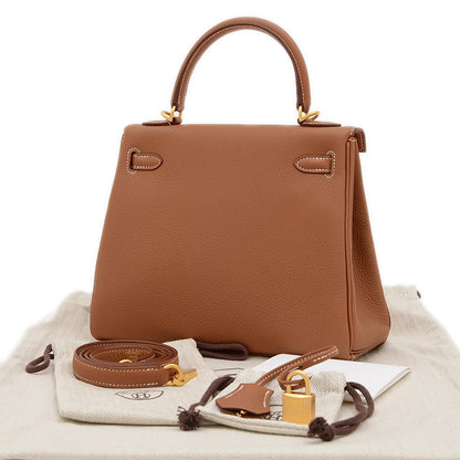 ケリー25 内縫い トゴ ゴールド マットゴールド金具 K刻印 ハンドバッグ