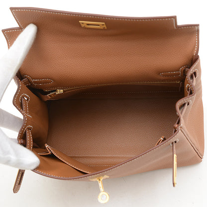 ケリー25 内縫い トゴ ゴールド マットゴールド金具 K刻印 ハンドバッグ