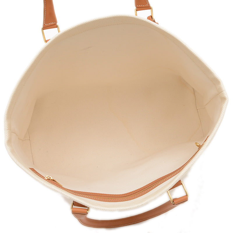 ホリゾンタル カバ ロゴ トートバッグ キャンバス/レザー ナチュラル/タン 190062 トートバッグ