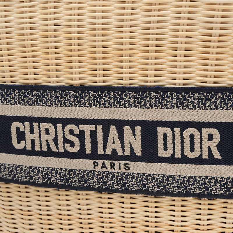 パニエシャポーバッグ 2WAYバッグ ウィッカー/ジャガード ナチュラル/ネイビー トートバッグ