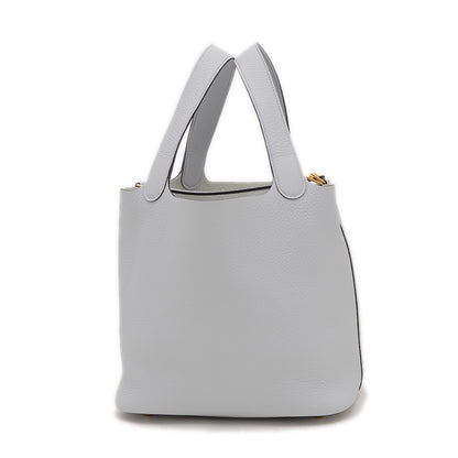 ピコタンロック MM 22 トリヨン ブルーペール ゴールド金具 B刻印 ハンドバッグ