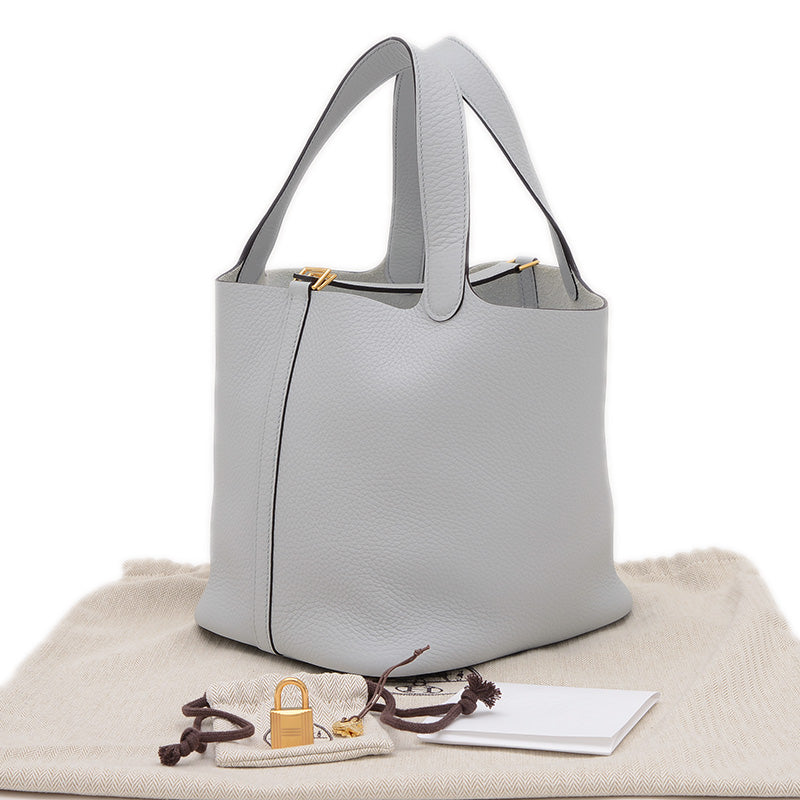 ピコタンロック MM 22 トリヨン ブルーペール ゴールド金具 B刻印 ハンドバッグ