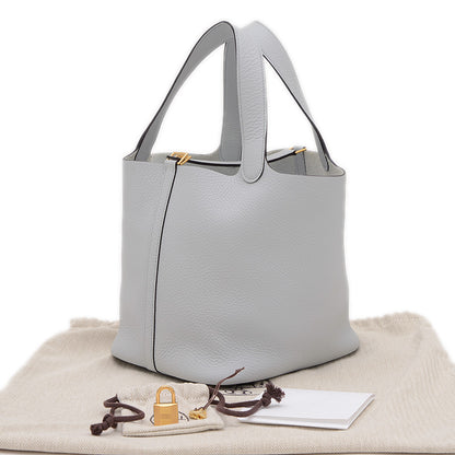 ピコタンロック MM 22 トリヨン ブルーペール ゴールド金具 B刻印 ハンドバッグ