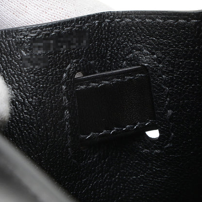 ケリー28 外縫い ボックスカーフ ブラック シルバー金具 K刻印 ハンドバッグ