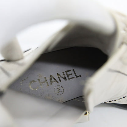 ショートブーツ ココマーク パテントレザー アイボリー/ブラック #36.5 G34643 ブーツ