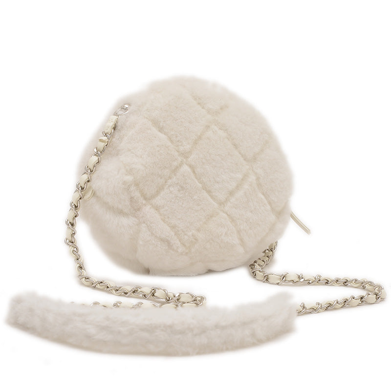 ココマーク ラウンド チェーンショルダーバッグ シアリング ホワイト ショルダーバッグ