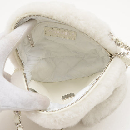 ココマーク ラウンド チェーンショルダーバッグ シアリング ホワイト ショルダーバッグ